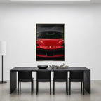 Obraz No Risk Red Supercar – złota rama – aranżacja we wnętrzu – Huephant