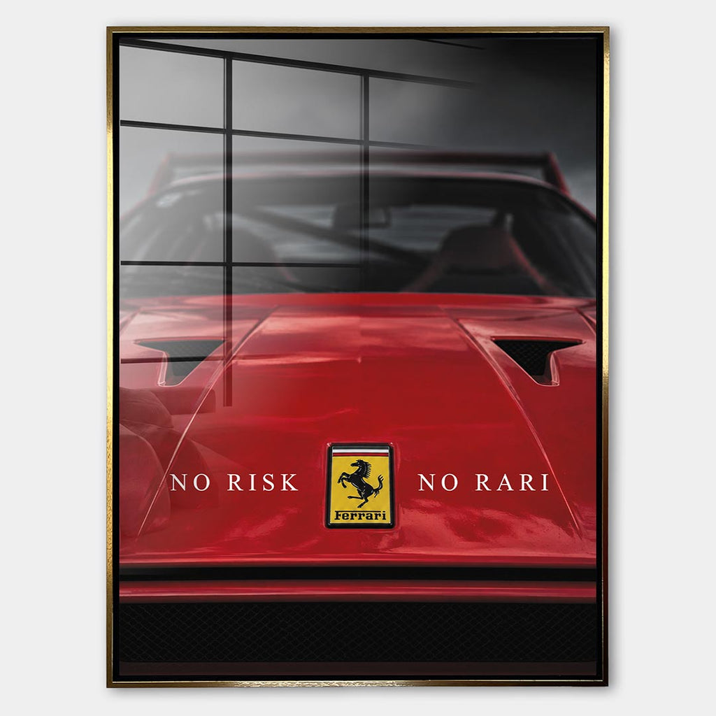 Obraz No Risk Red Legend – Szkło akrylowe – Złota rama – Huephant