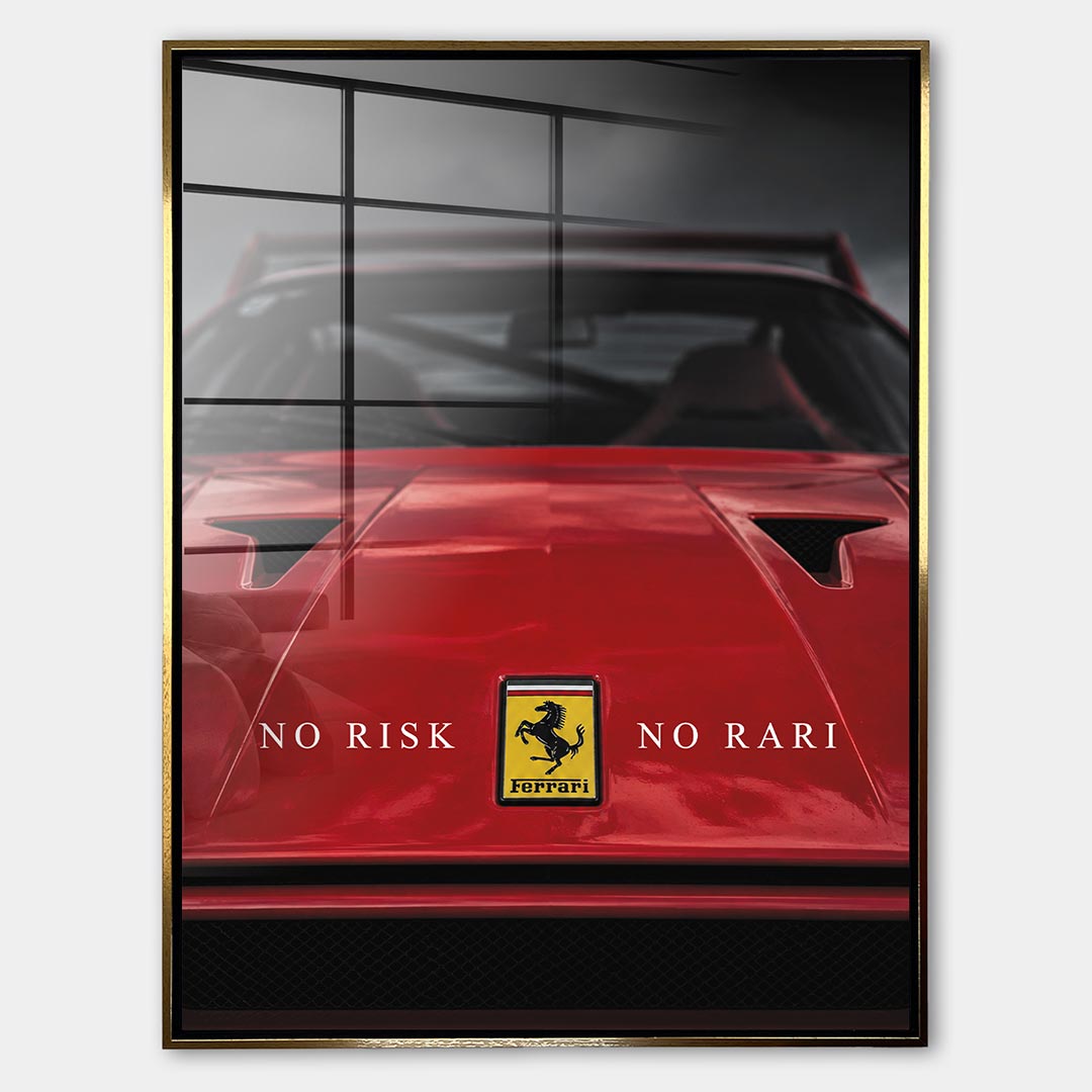 Obraz No Risk Red Legend – Szkło akrylowe – Złota rama – Huephant