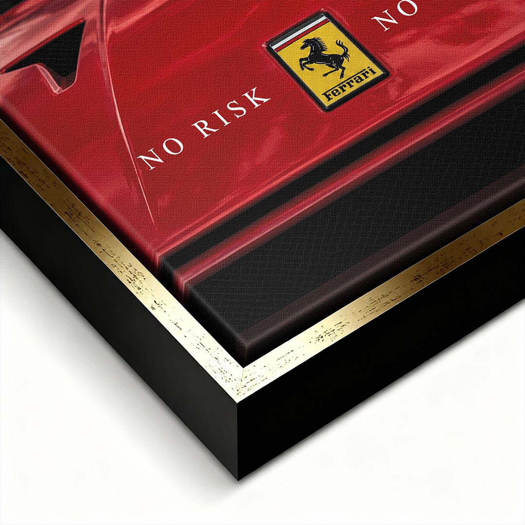 Obraz No Risk Red Legend – złota rama – ujęcie pod kątem – Huephant