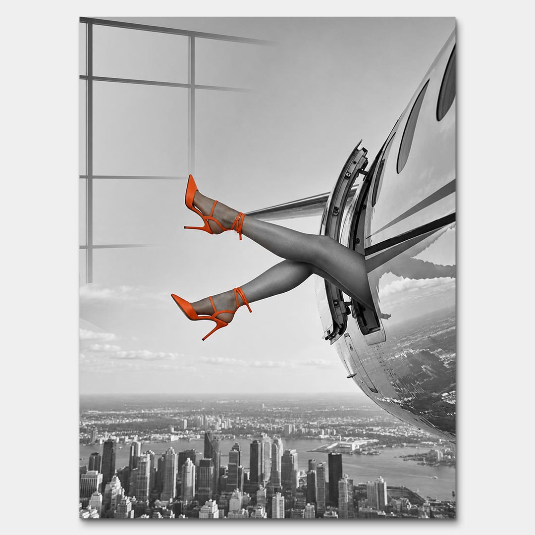 Obraz Orange Hills Plane – Szkło akrylowe – Bez ramy – Huephant