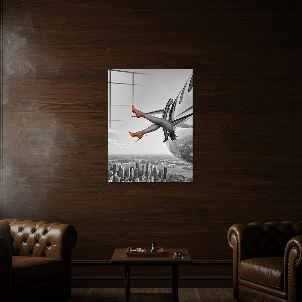 Obraz Orange Hills Plane – szkło akrylowe – aranżacja we wnętrzu – Huephant