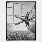 Obraz Orange Hills Plane – Szkło akrylowe – Czarna rama – Huephant