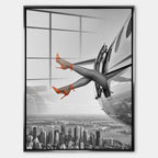 Obraz Orange Hills Plane – Szkło akrylowe – Srebrna rama – Huephant