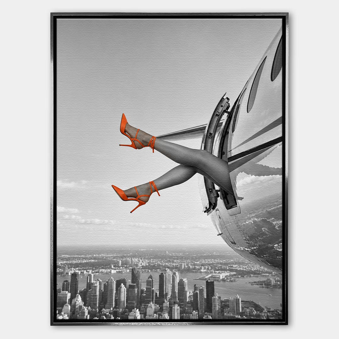 Obraz Orange Hills Plane – Płótno – Srebrna rama – Huephant