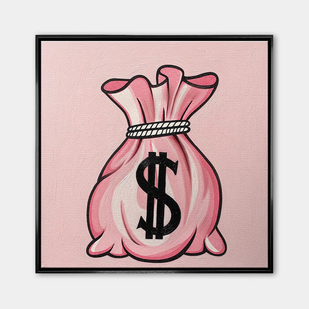 Obraz Pink Bag – Płótno – Czarna rama – Huephant
