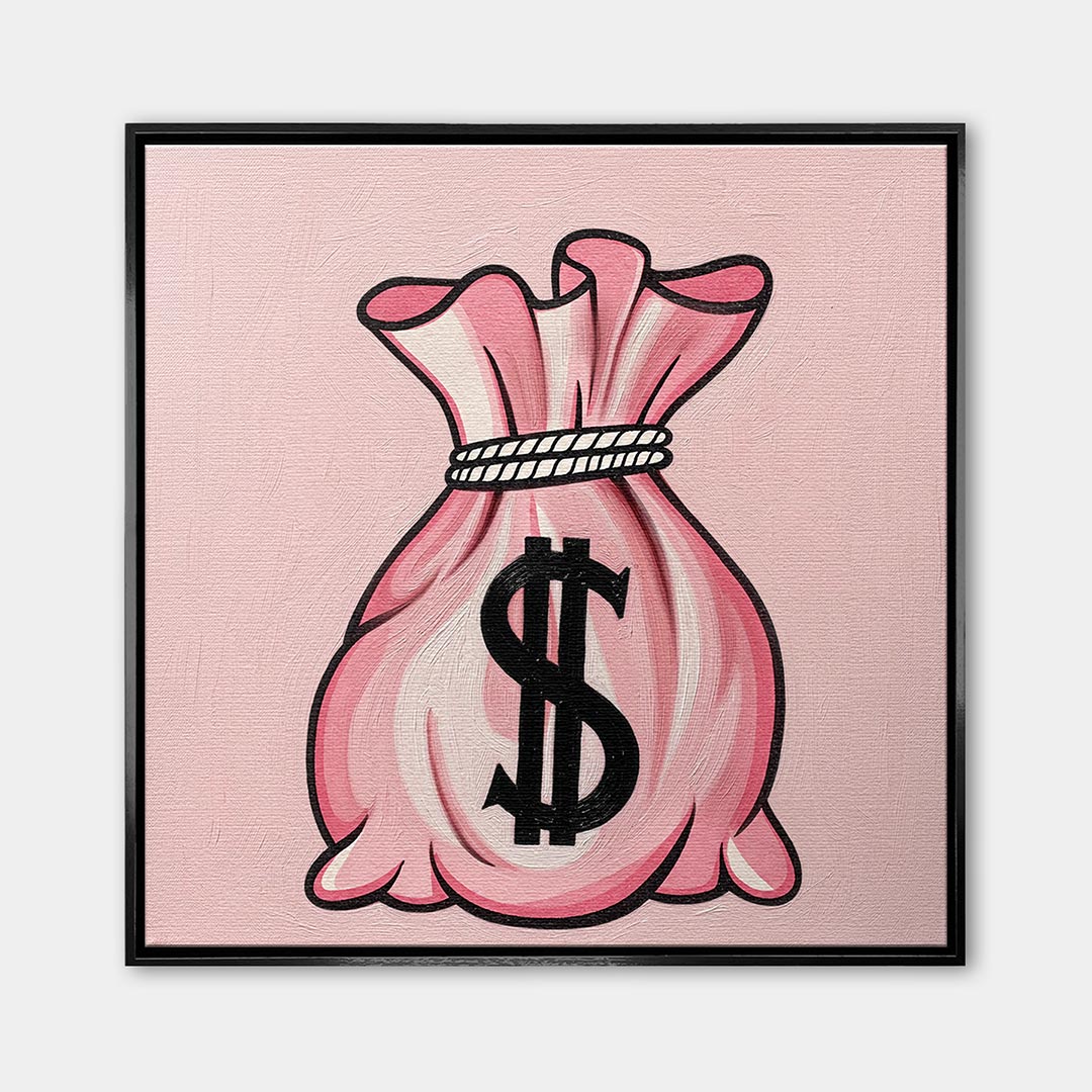 Obraz Pink Bag – Płótno – Czarna rama – Huephant
