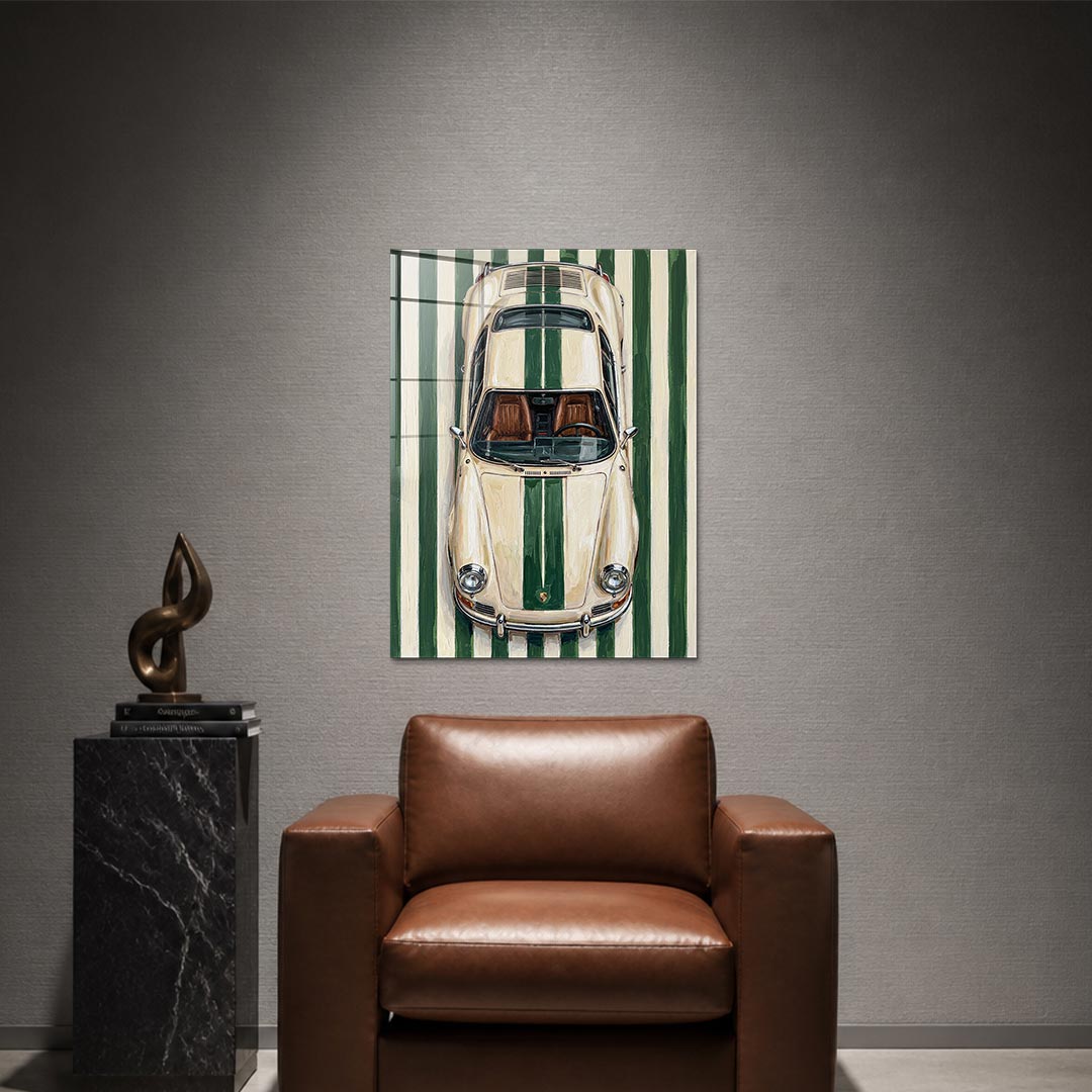 Obraz Racing Green – szkło akrylowe – aranżacja we wnętrzu – Huephant