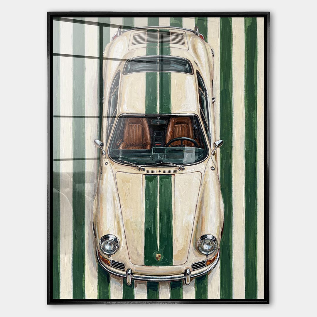 Obraz Racing Green – Szkło akrylowe – Czarna rama – Huephant