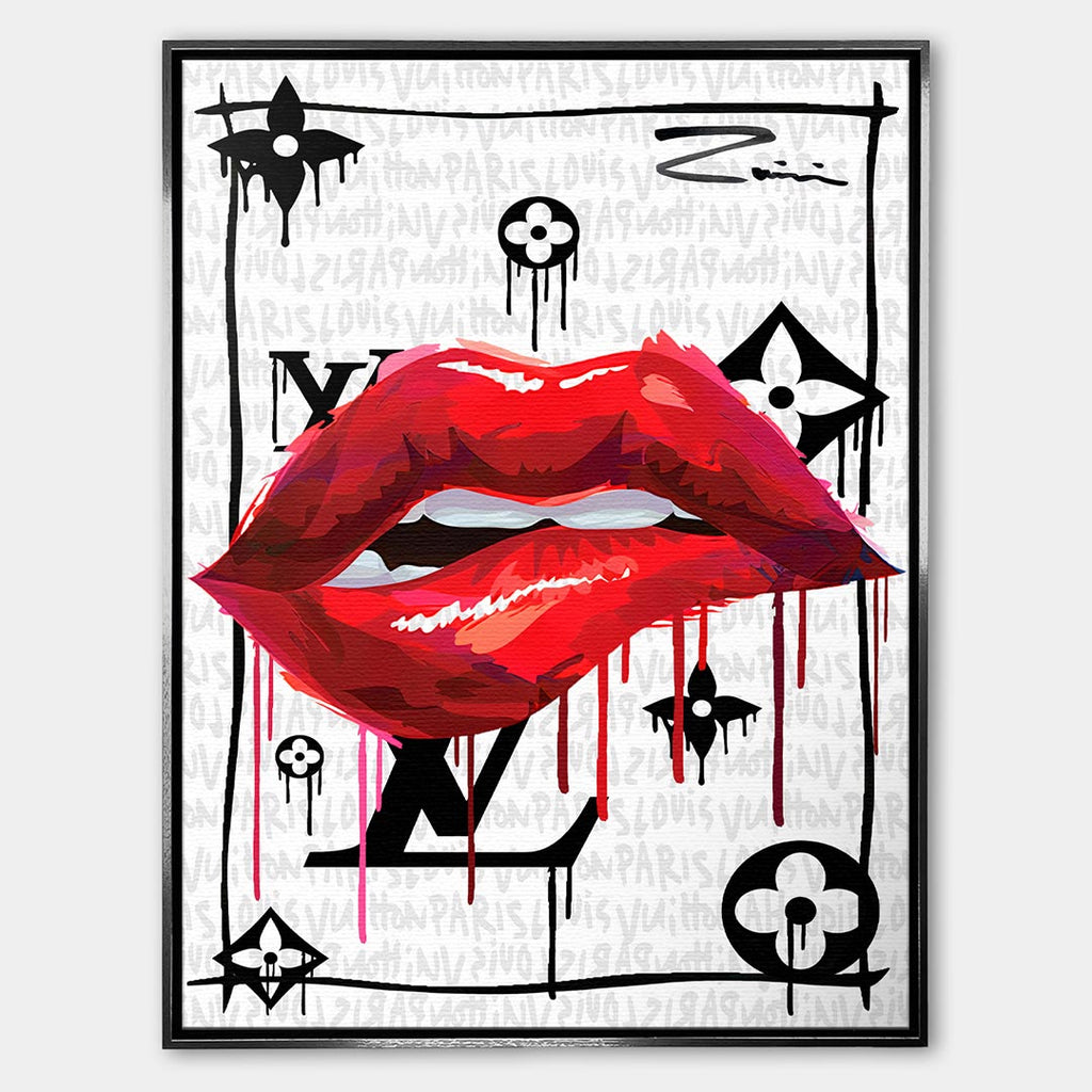 Red Lips – Płótno – Srebrna rama – Huephant