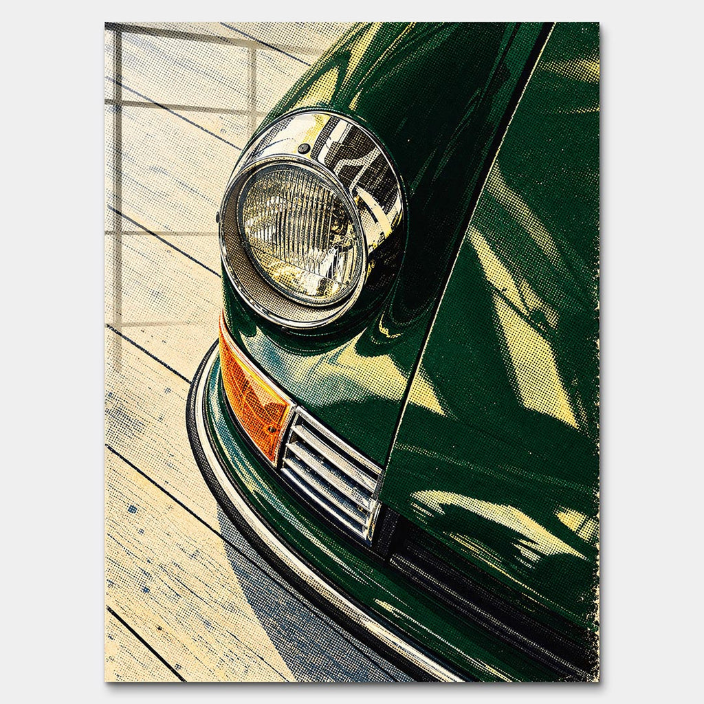 Obraz Headlight Halftone – Szkło akrylowe – Bez ramy – Huephant