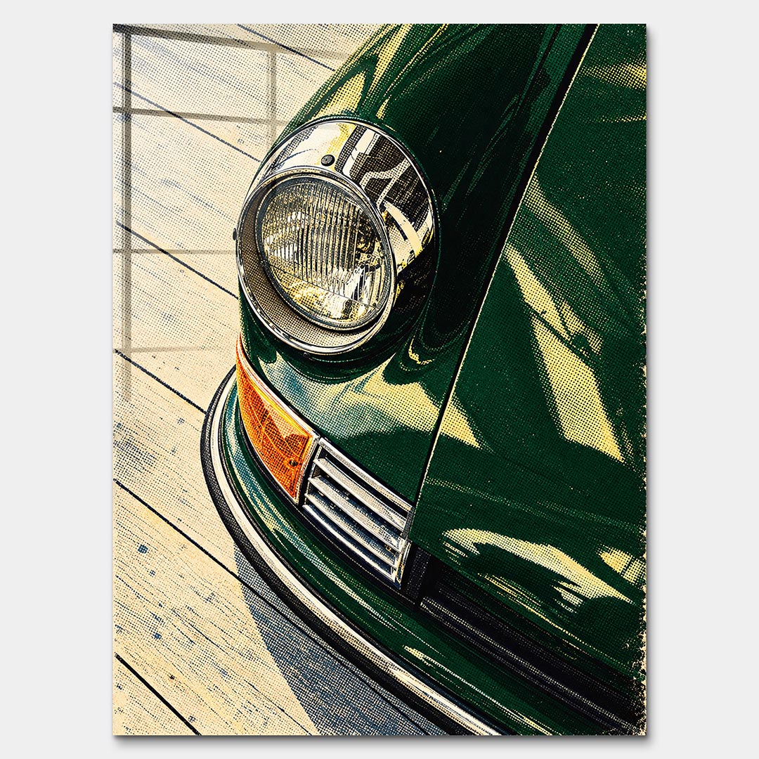 Obraz Headlight Halftone – Szkło akrylowe – Bez ramy – Huephant