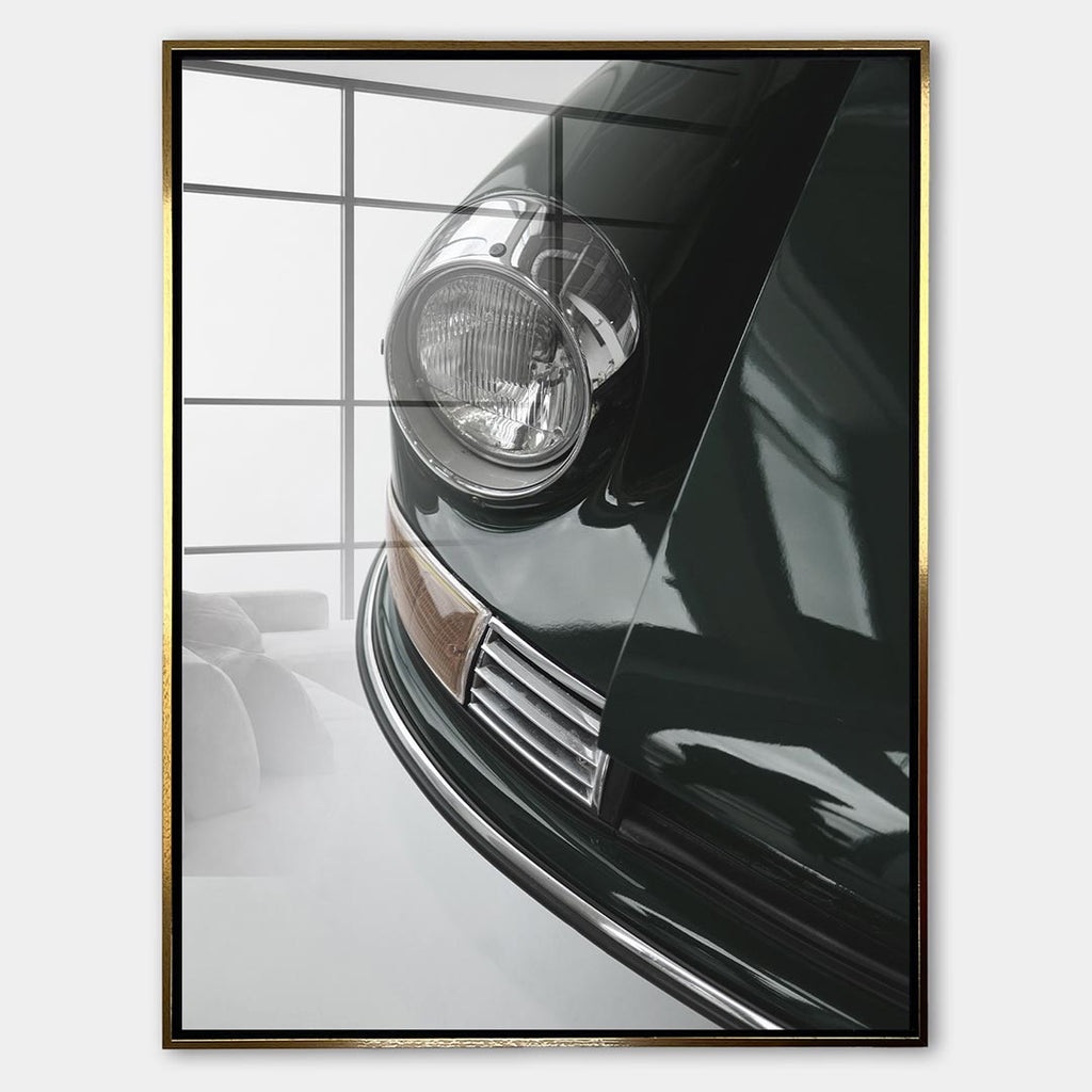 Obraz Headlight – Szkło akrylowe – Złota rama – Huephant