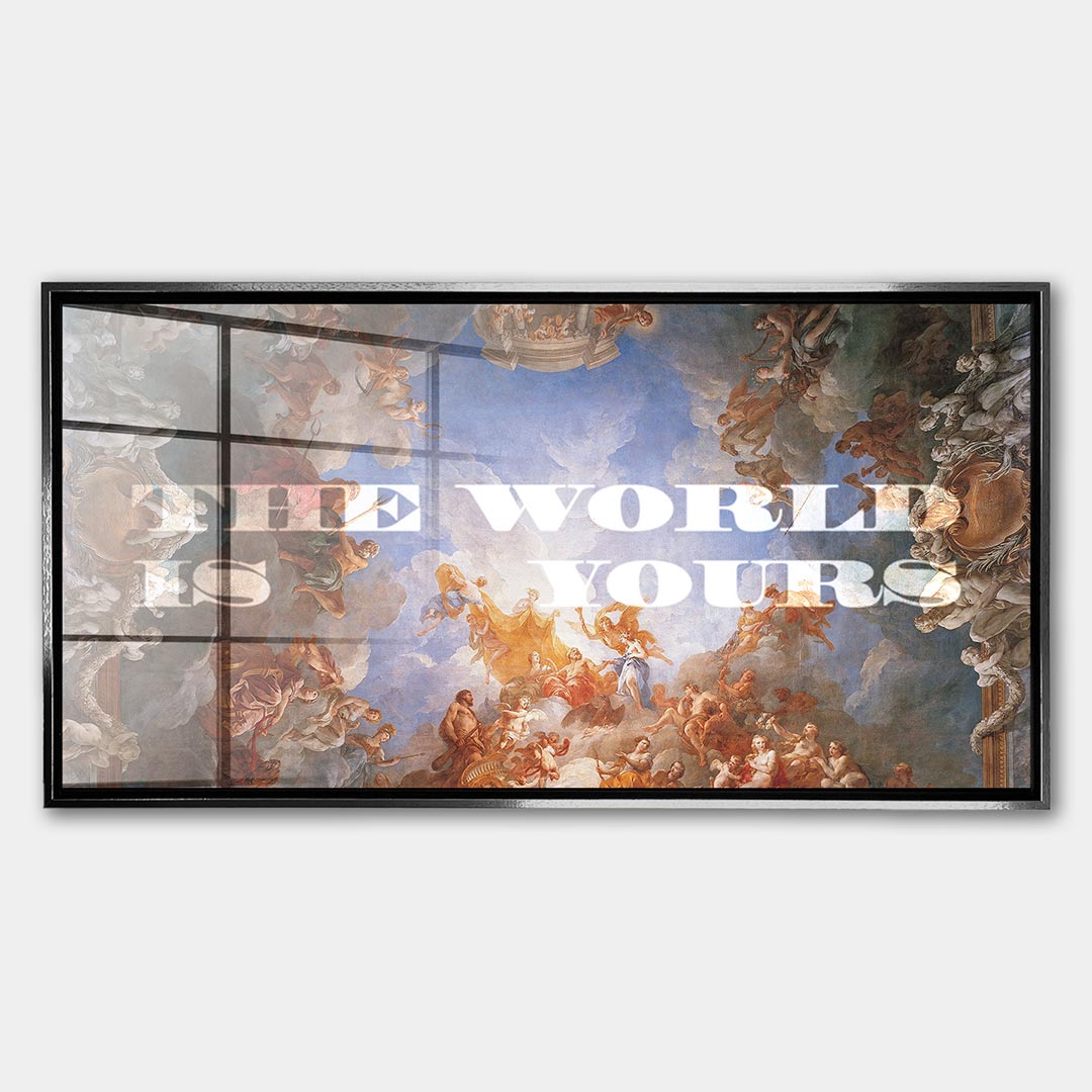 Obraz The World Is Yours – Szkło akrylowe – Srebrna rama – Huephant