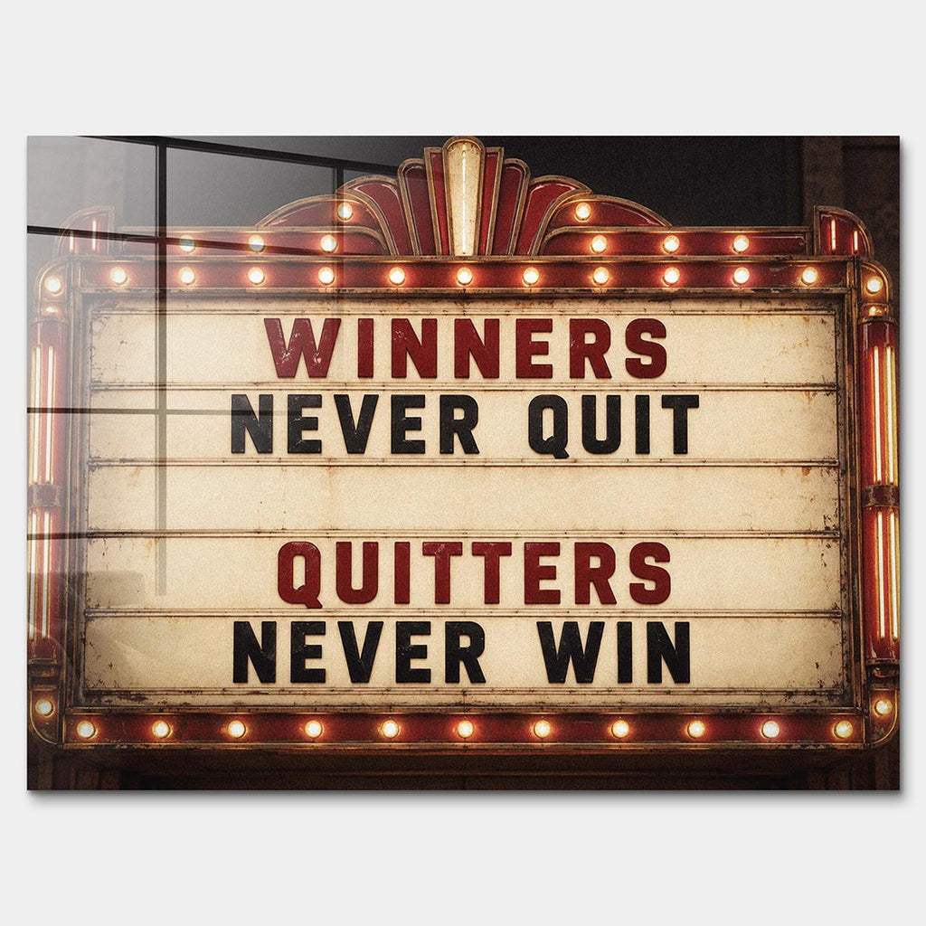 Obraz Winners Never Quit – Szkło akrylowe – Bez ramy – Huephant