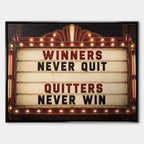 Obraz Winners Never Quit – Płótno – Czarna rama – Huephant