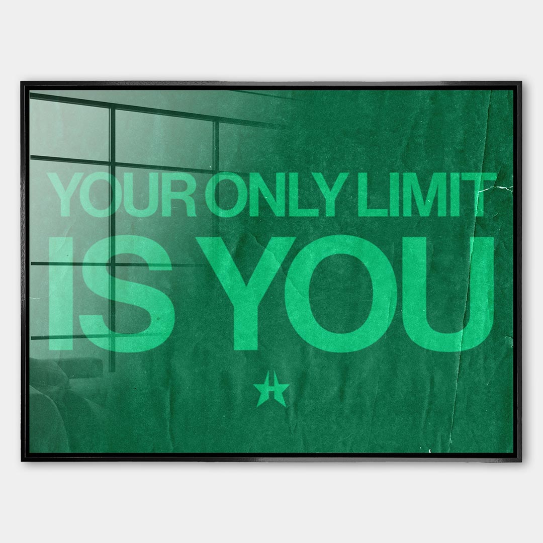 Obraz Your Only Limit Is You – Szkło akrylowe – Czarna rama – Huephant