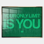 Obraz Your Only Limit Is You – Szkło akrylowe – Złota rama – Huephant