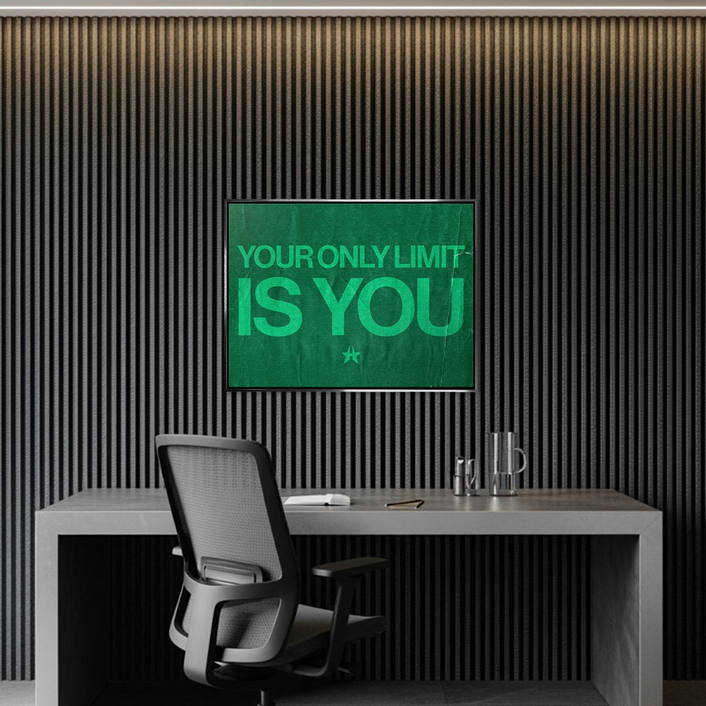 Obraz Your Only Limit Is You – srebrna rama – aranżacja we wnętrzu – Huephant