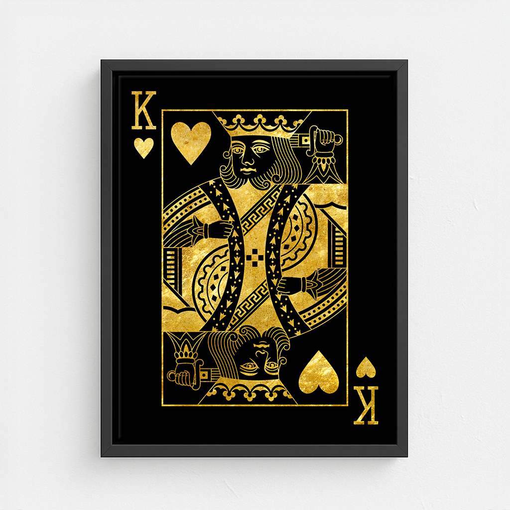 elegancki obraz na płótnie złoty king of hearts