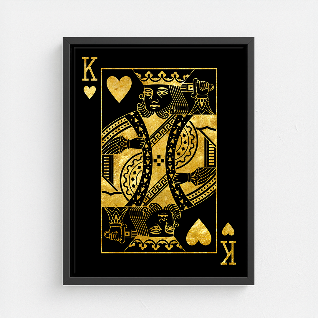elegancki obraz na płótnie złoty king of hearts