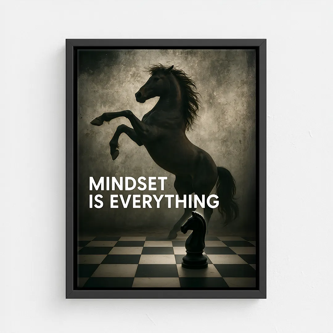 motywacyjny obraz na płótnie mindset is everything z koniem