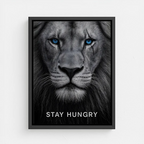 motywacyjny obraz na płótnie stay hungry z lwem
