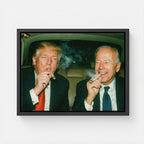 obraz na płótnie vibe ride donald trump joe biden dekoracja ścienna pop aart dekoracja na ścianę nowoczesna obraz na ścianę z politykiem humorystyczny obraz na ścianę