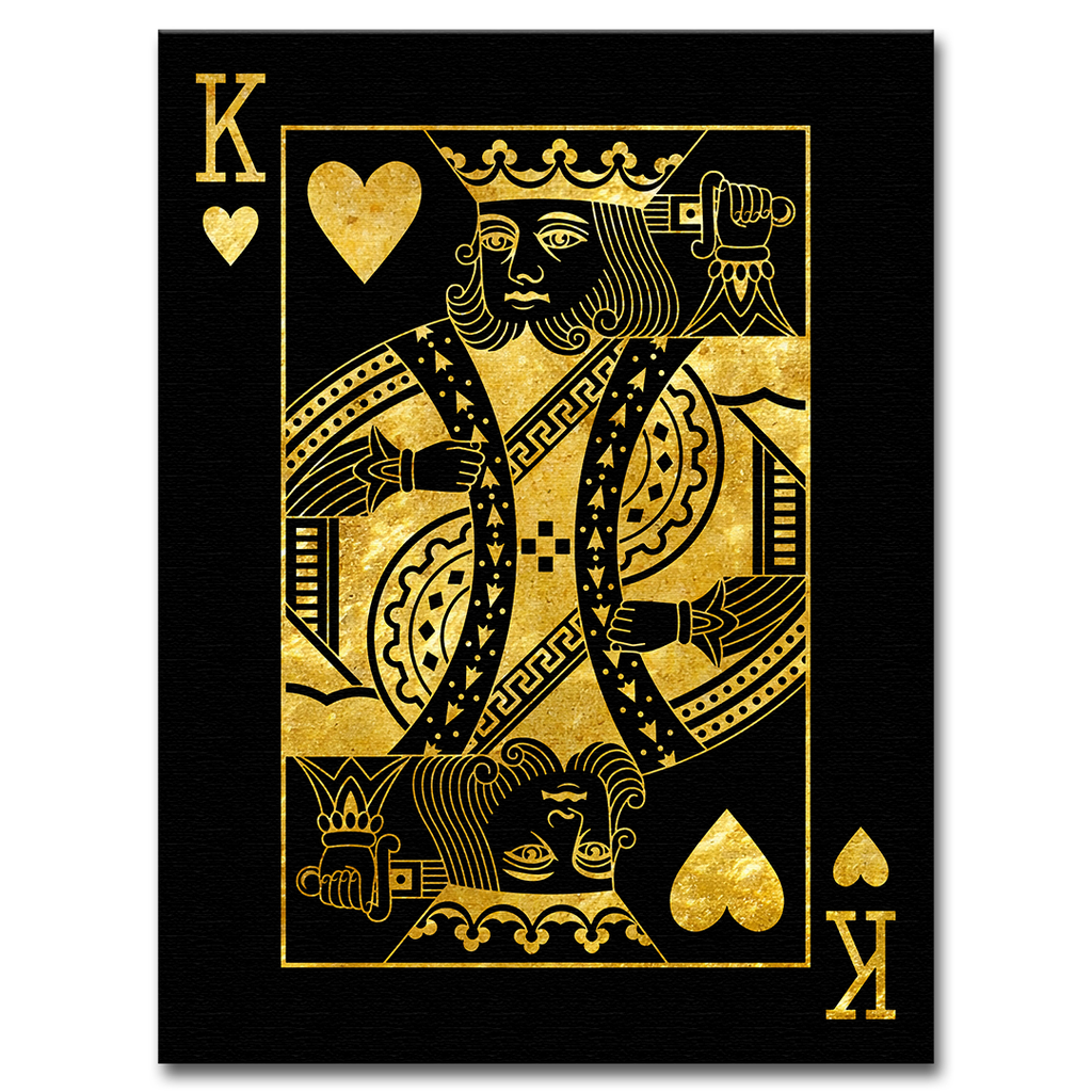 elegancki obraz na płótnie złoty king of hearts