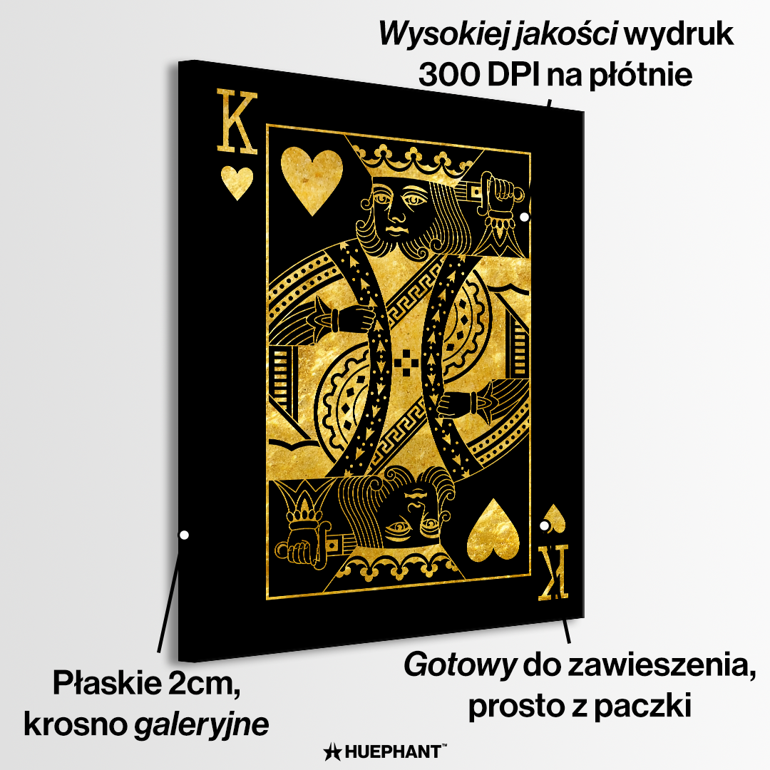 elegancki obraz na płótnie złoty king of hearts