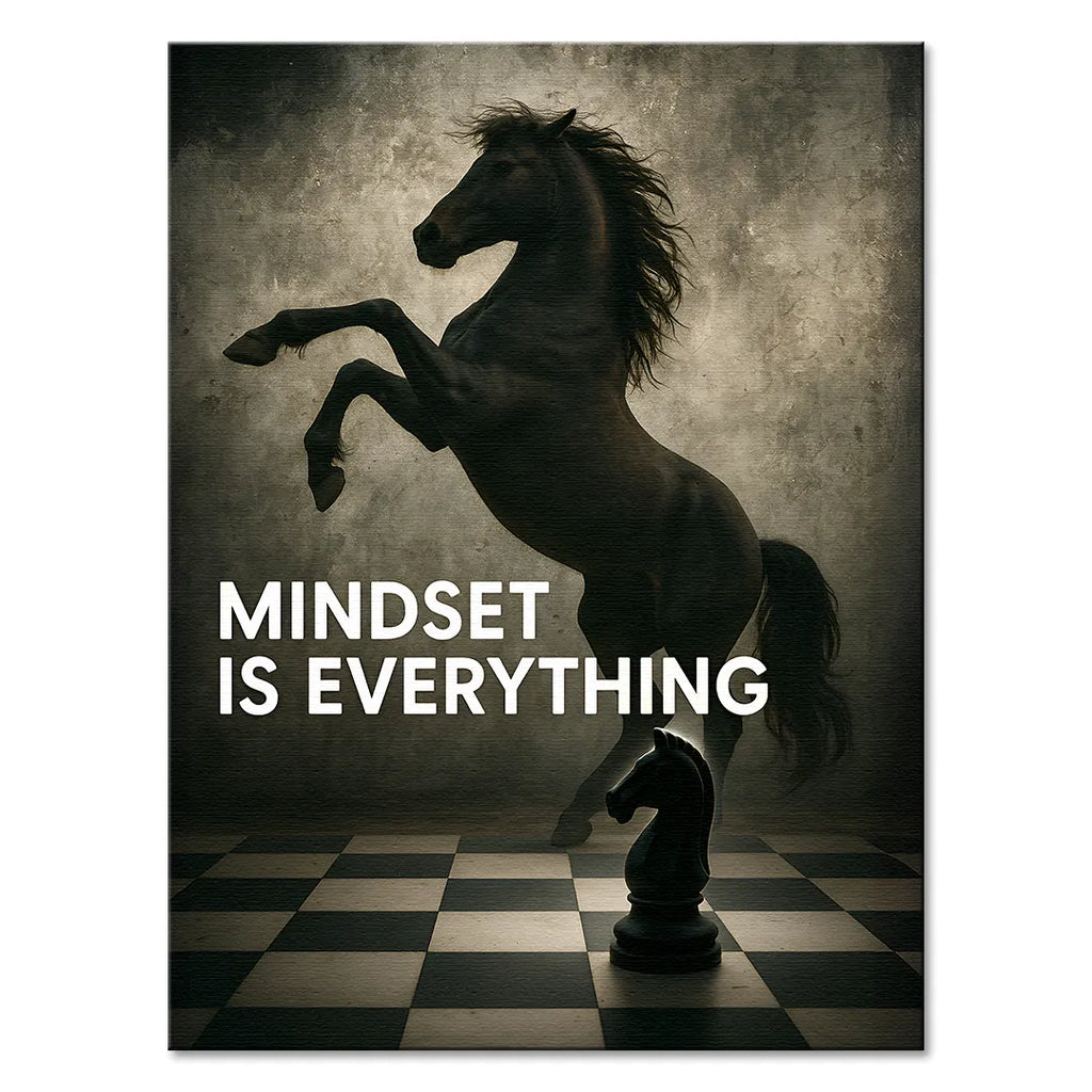 motywacyjny obraz na płótnie mindset is everything z koniem