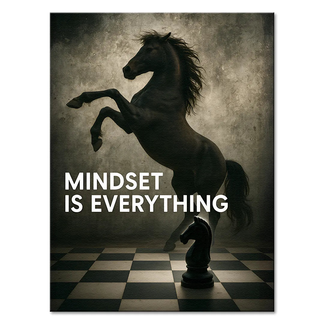 motywacyjny obraz na płótnie mindset is everything z koniem