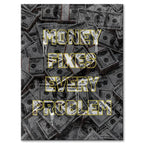 motywacyjny obraz na płótnie money fixes every problem z motywem pieniędzy