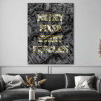 motywacyjny obraz na płótnie money fixes every problem z motywem pieniędzy
