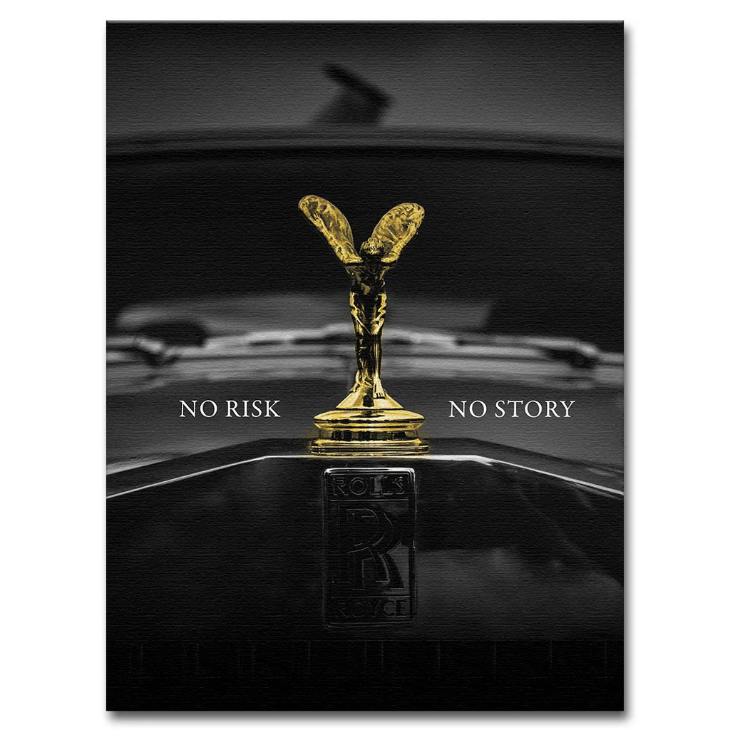motywacyjny obraz na płótnie no risk no story rolls royce