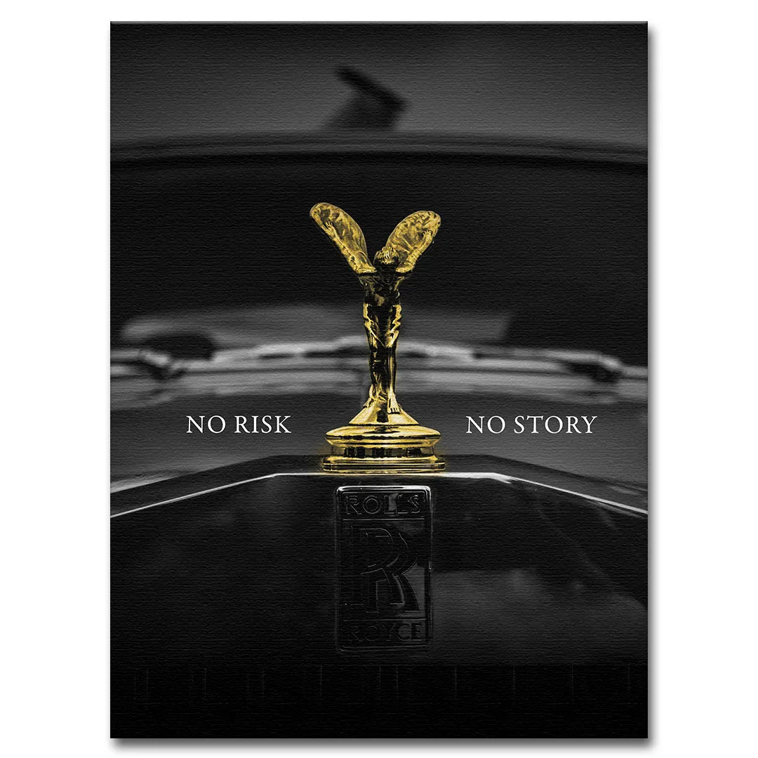 motywacyjny obraz na płótnie no risk no story rolls royce