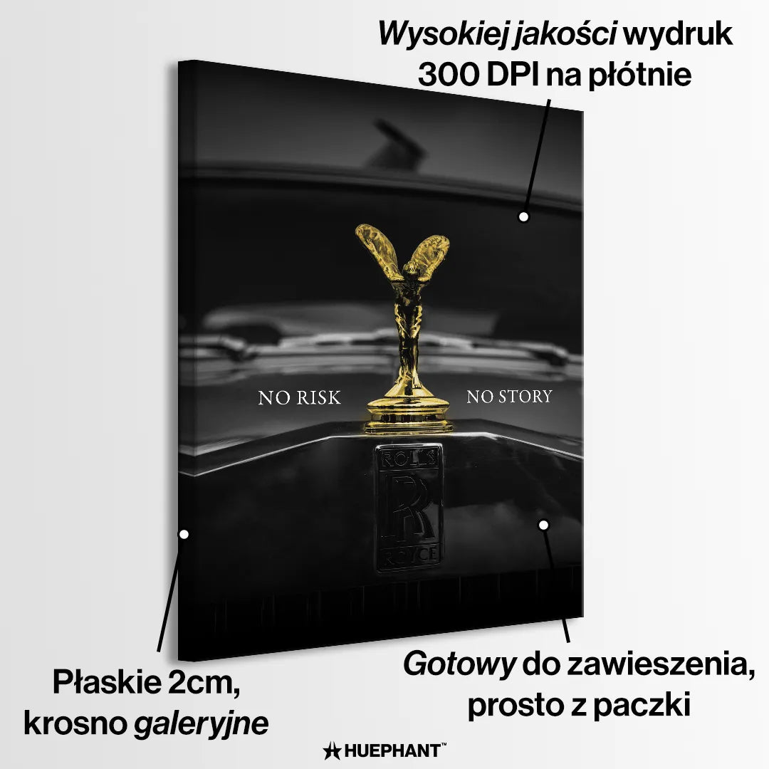motywacyjny obraz na płótnie no risk no story rolls royce