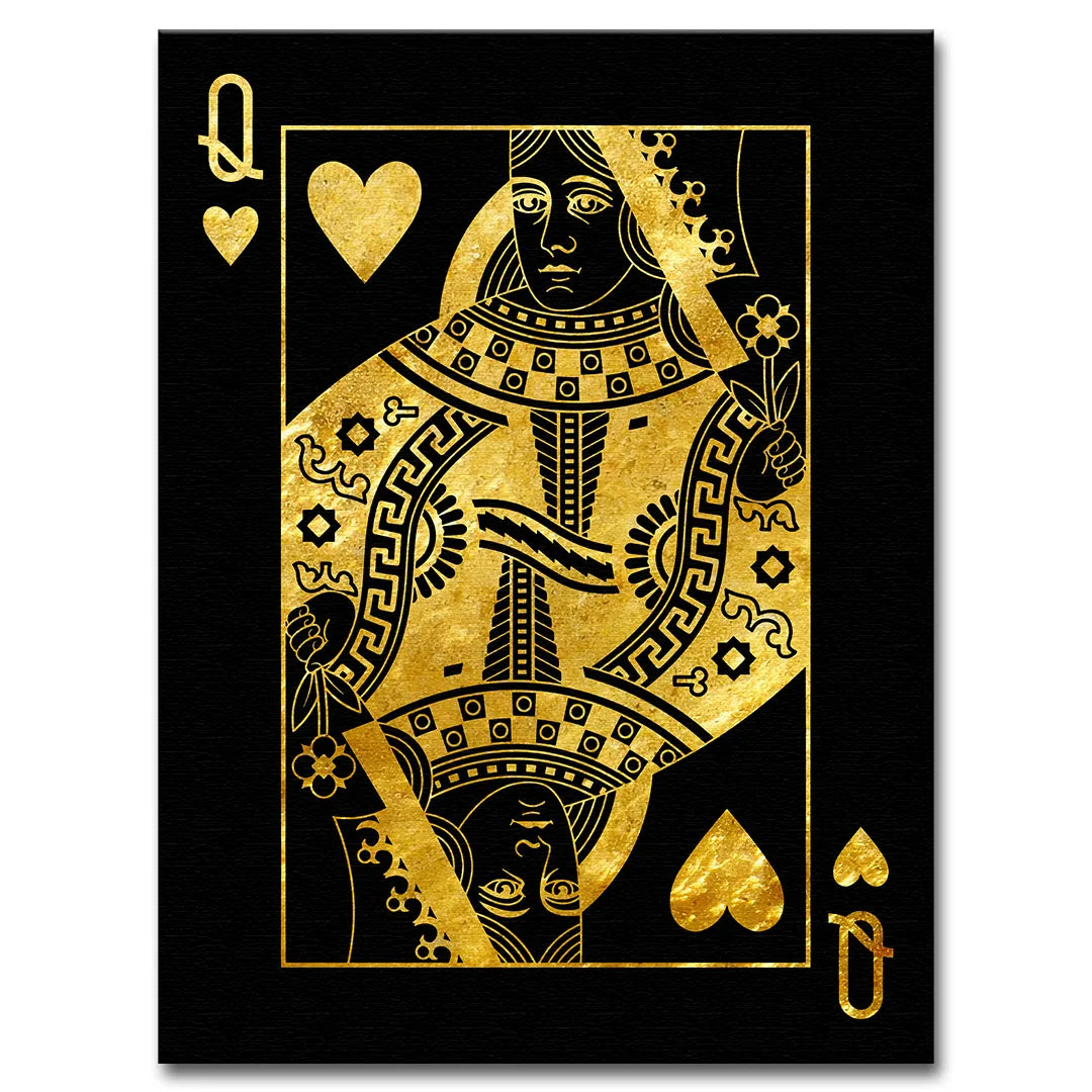 elegancki obraz na płótnie złoty queen of hearts