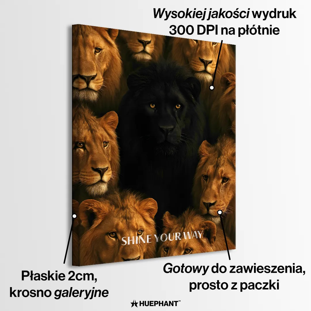 motywacyjny obraz na płótnie shine your way lwy