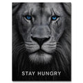 motywacyjny obraz na płótnie stay hungry z lwem
