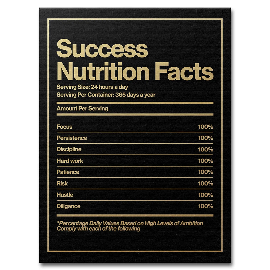 motywacyjny obraz na płótnie success nutrition facts skład wartości sukcesu