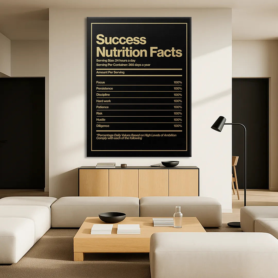 motywacyjny obraz na płótnie success nutrition facts skład wartości sukcesu