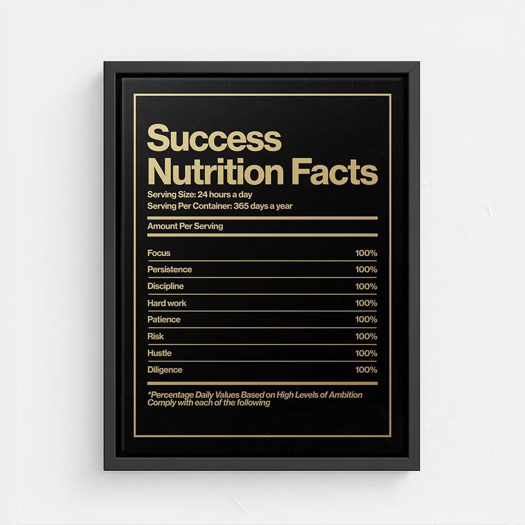 motywacyjny obraz na płótnie success nutrition facts skład wartości sukcesu