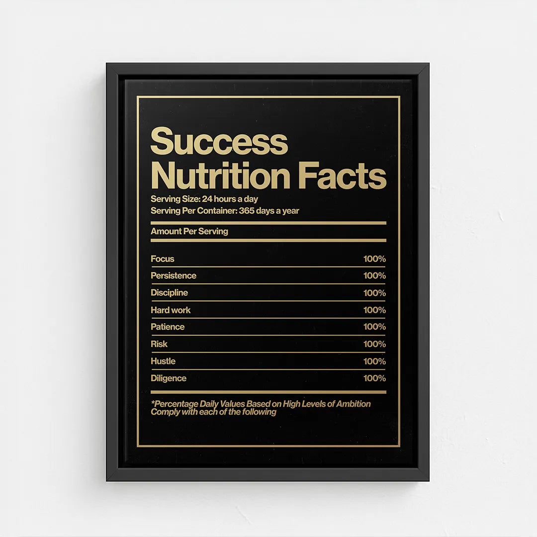 motywacyjny obraz na płótnie success nutrition facts skład wartości sukcesu
