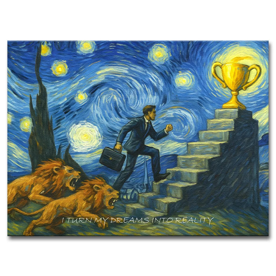 motywacyjny obraz na płótnie i turn my dreams into reality van gogh