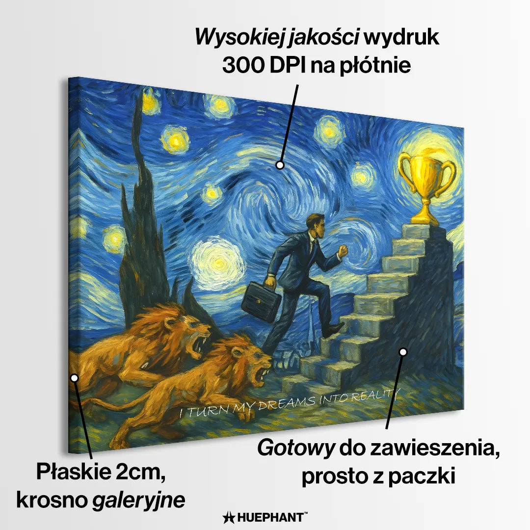 motywacyjny obraz na płótnie i turn my dreams into reality van gogh