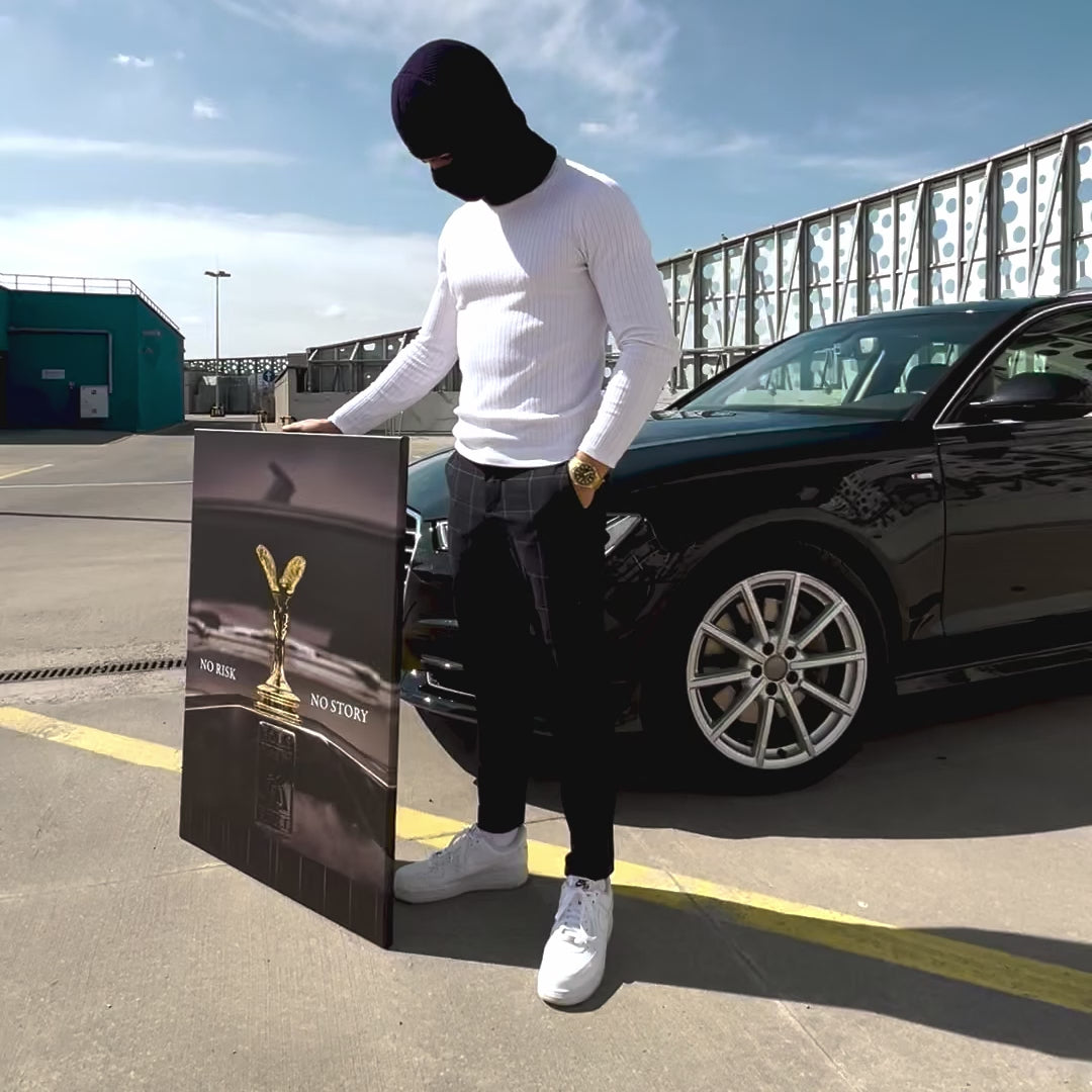 motywacyjny obraz na płótnie no risk no story rolls royce