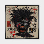 Obraz na płótnie Black Legend, wydruk galeryjny w stylu Jean-Michel Basquiat, nowoczesna sztuka neoekspresjonistyczna, czarny portret graffiti, marka Huephant.