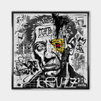 Nowoczesny obraz na płótnie Picasso King of Art. Wydruk galeryjny w stylu kubizmu i street art, czarno-białe graffiti jako unikalna sztuka do salonu.