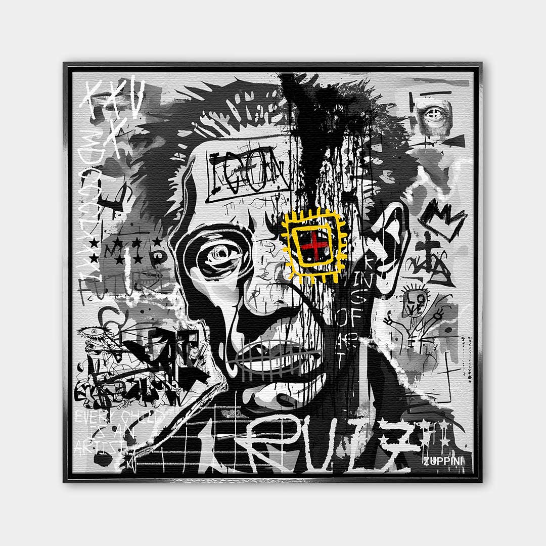 Nowoczesny obraz na płótnie Picasso King of Art. Wydruk galeryjny w stylu kubizmu i street art, czarno-białe graffiti jako unikalna sztuka do salonu.